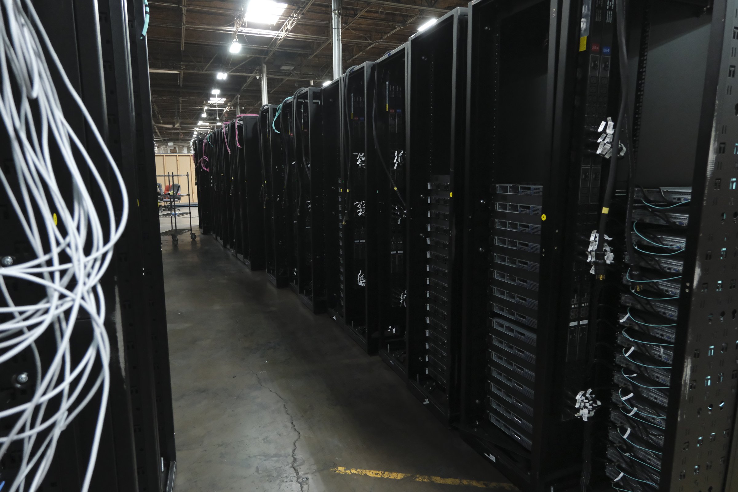 Server racks ready for metal recovery